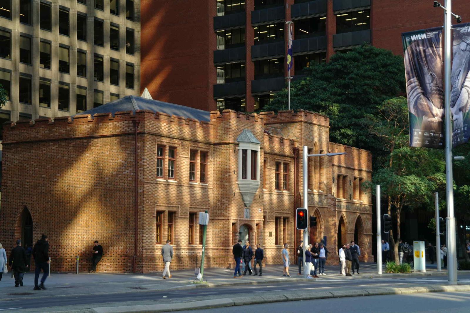 Brick building with modern architecture in an urban setting